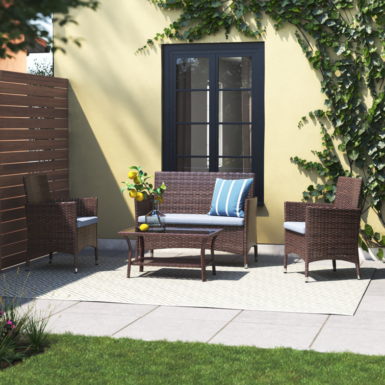 Albria 4-Person Outdoor Seating Group with Cushions by Lark Manor Albria 4-Person Outdoor Seating Group with Cushions by Lark Manor